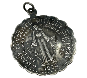 sterling silver religious Mary coin pendant