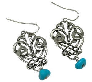 sterling silver bird turquoise dangle earrings