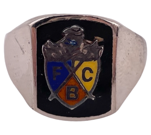 size 9.5 sterling silver 'FCB' knight shield ring