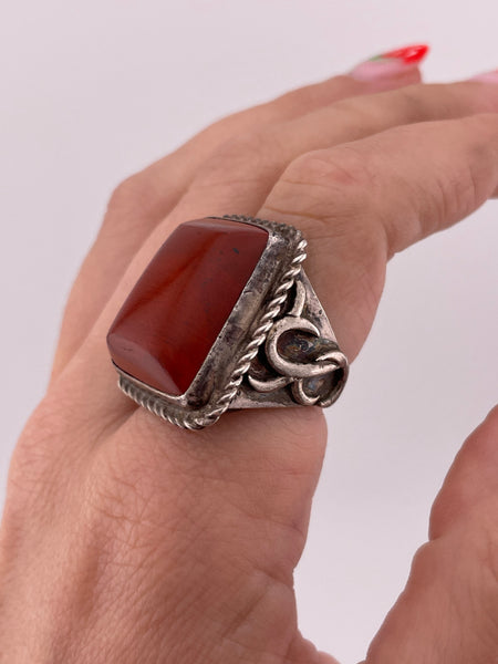 size 7 sterling silver chunky rectangle jasper ring