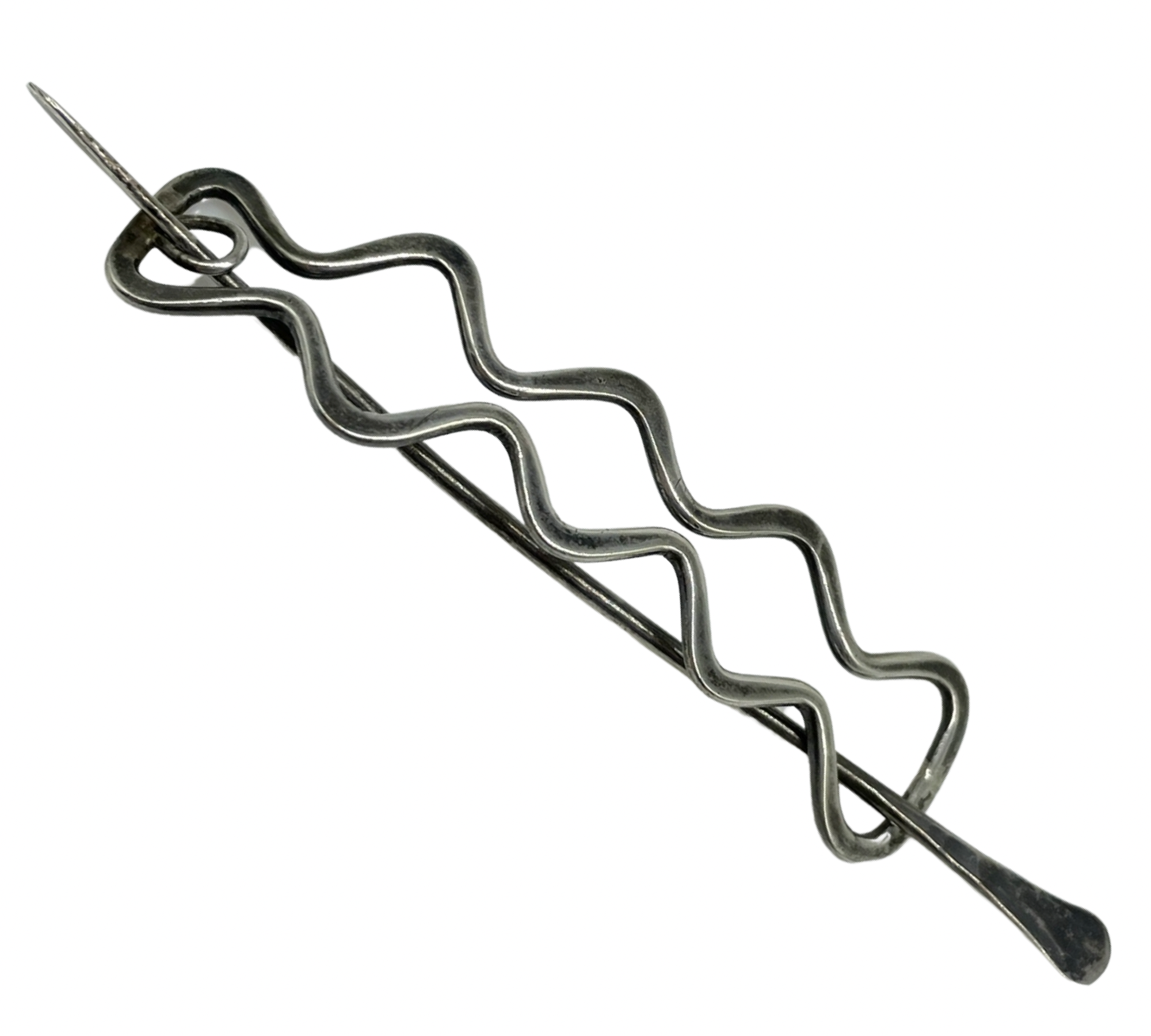 sterling silver handmade squiggle hair pin