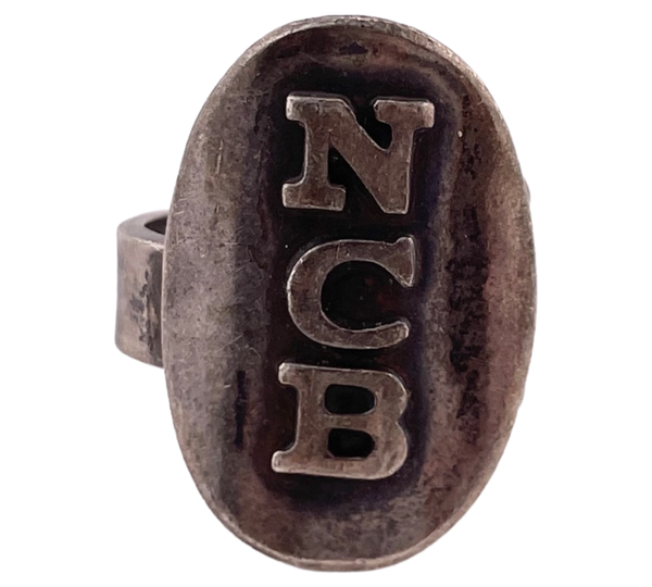 size 5 sterling silver 'NCB' initials ring