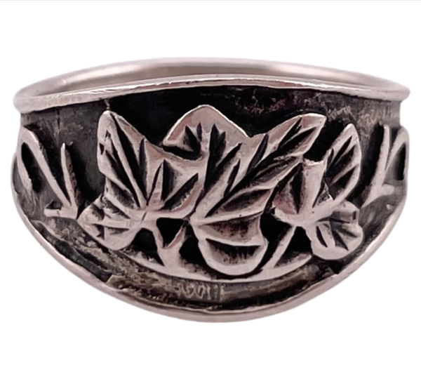 size 8.75 sterling silver stoneless leaf ring