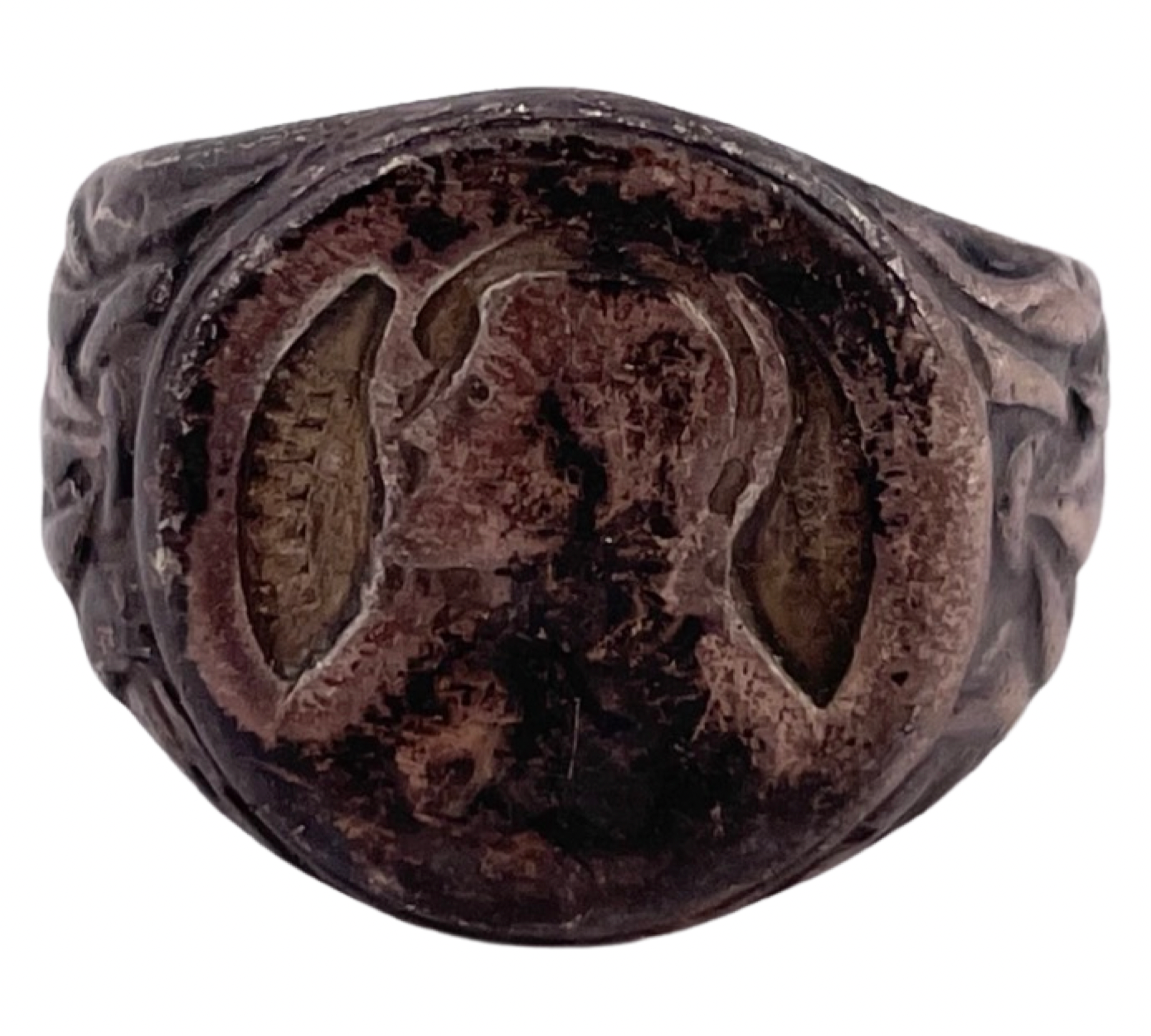 size 6.25 sterling silver very worn religious Jesus ring **AS IS**