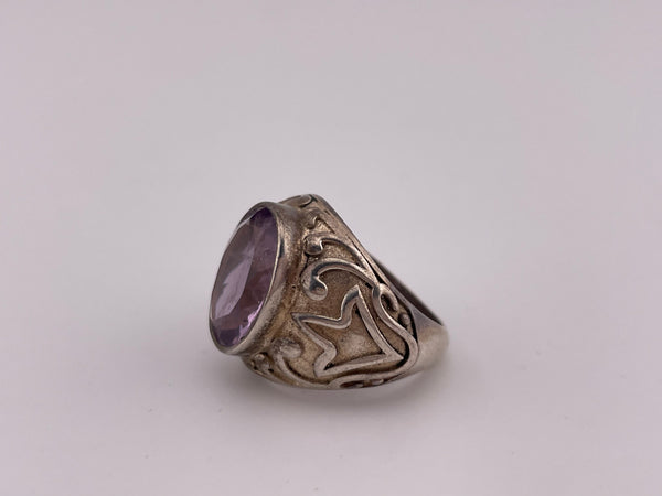 size 6.25 sterling silver chunky faceted amethyst ring
