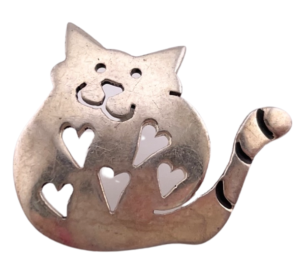 sterling silver cat pin