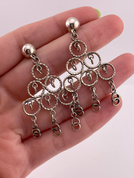 sterling silver circle post dangle earrings