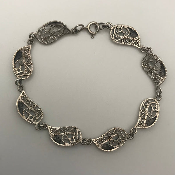 sterling silver faceted glass link bracelet
