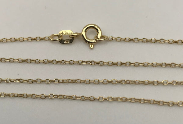 sterling silver new old stock 32" gold plated cable chain necklace