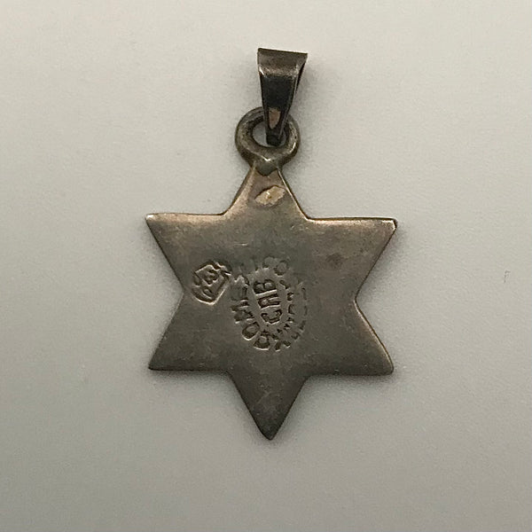 sterling silver NOS Star of David chip turquoise pendant