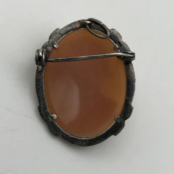 830 silver cameo marcasite pendant brooch/pin combo
