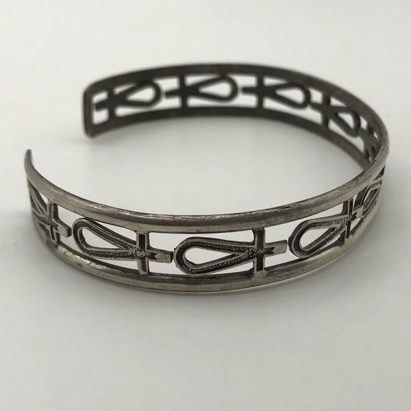 sterling silver ankh cross cuff bracelet