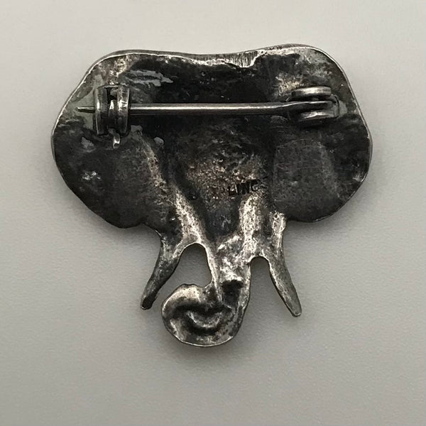 sterling silver elephant head brooch pin