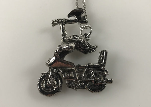 NOS G&S 1980s motorcycle axe man novelty pendant necklace