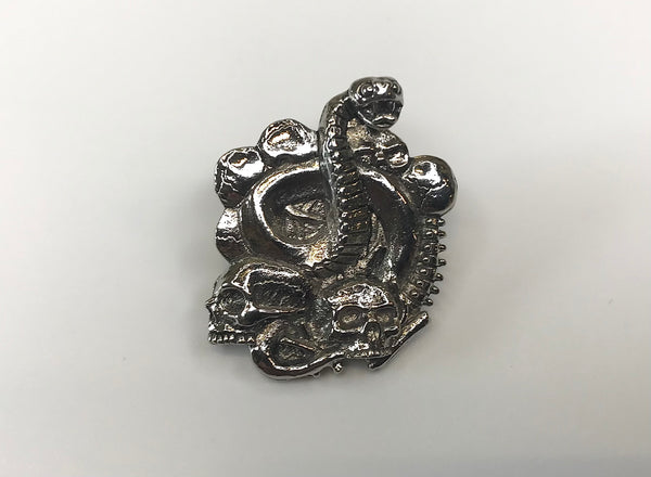 NOS 1990's snake and skulls novelty pin pin-back
