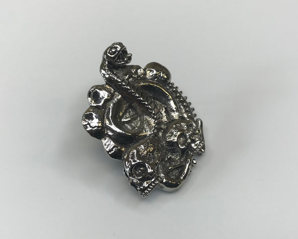 NOS 1990's snake and skulls novelty pin pin-back