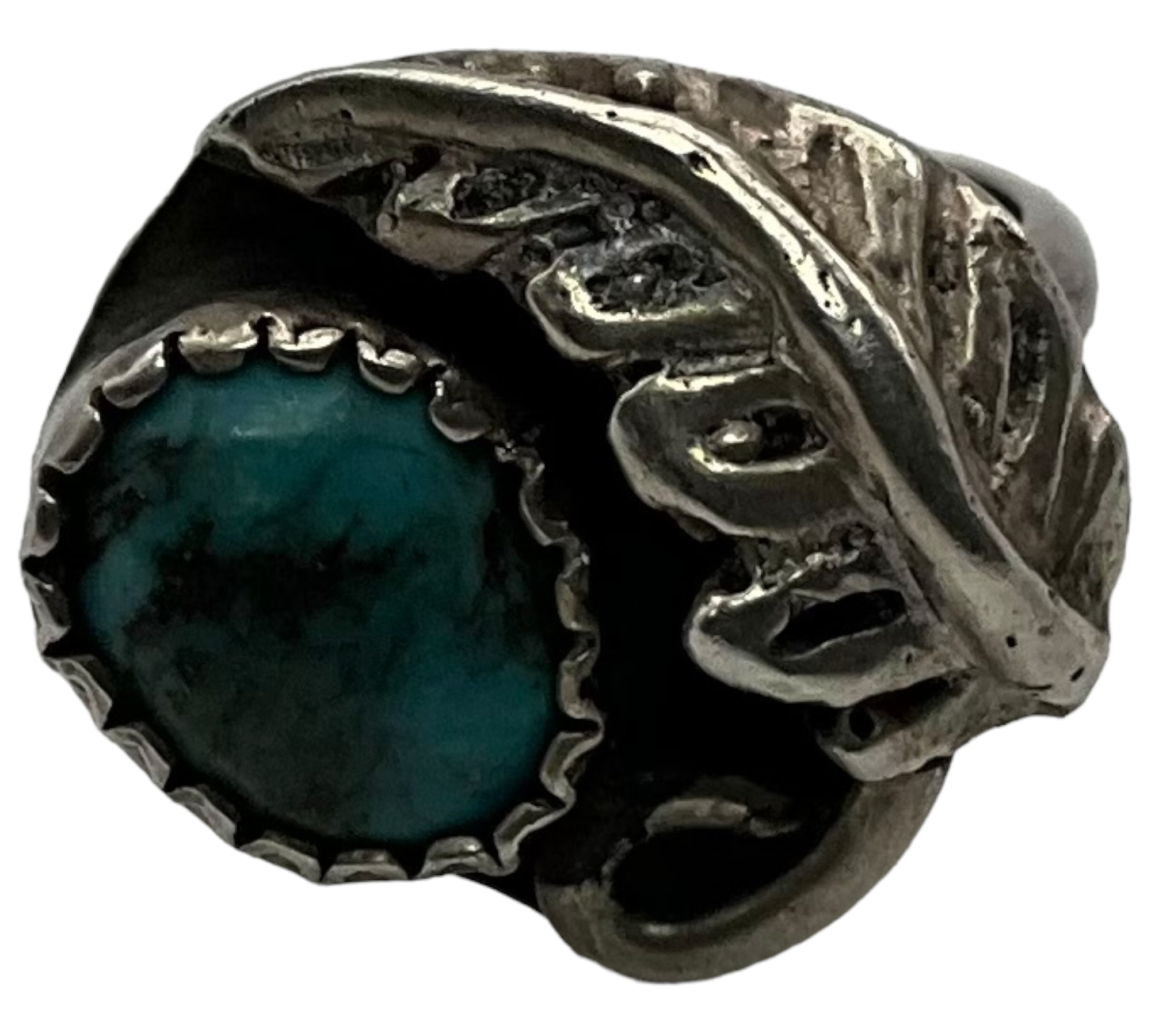 size 1.25 sterling silver turquoise leaf ring