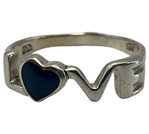 *select a size* sterling silver 'LOVE' dark blue enamel ring
