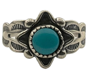 sterling silver NOS Bell Trading Post synthetic turquoise ring - select a size