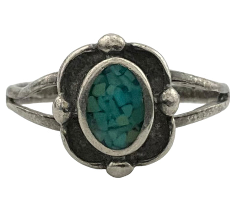 size 7.5 sterling silver crushed turquoise ring