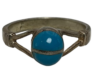 size 6 sterling silver synthetic turquoise ring