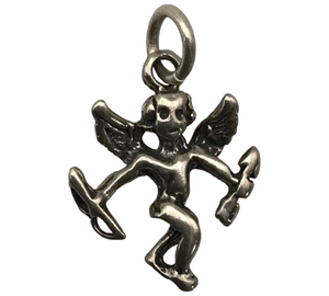 sterling silver small Cupid cherub charm pendant