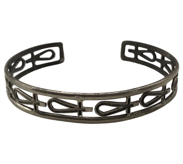 sterling silver ankh cross cuff bracelet
