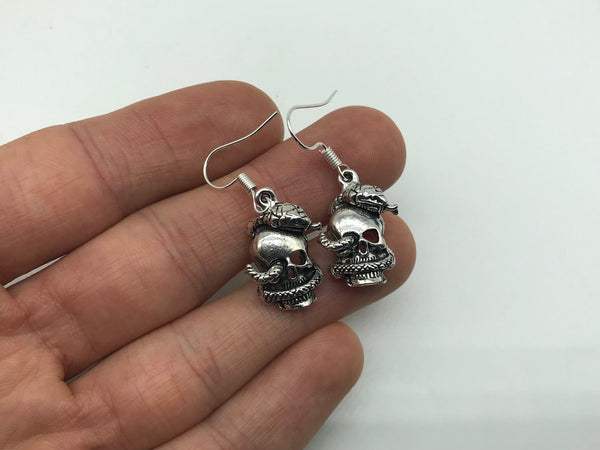 vintage NOS snake and skull novelty dangle earrings