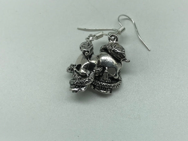vintage NOS snake and skull novelty dangle earrings