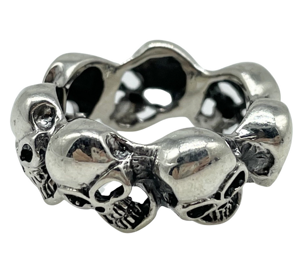 sterling silver skeleton skull head band ring