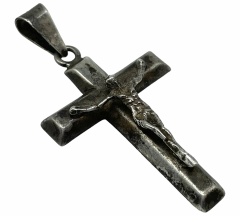 sterling silver solid crucifix cross Jesus pendant