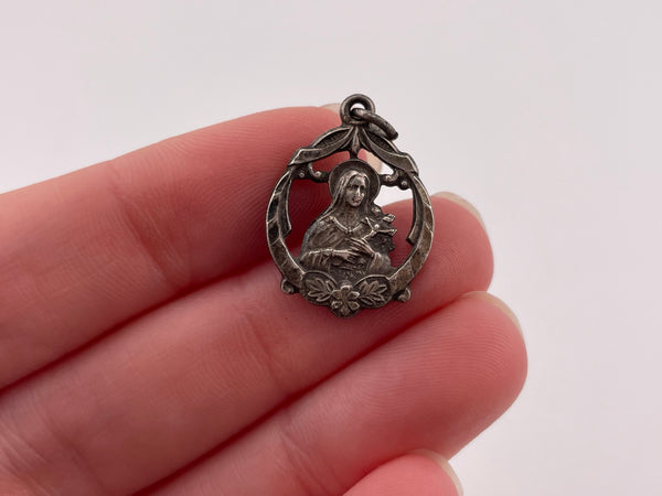 sterling silver religious St Therese pendant