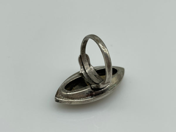 size 5 sterling silver marquee shaped marcasite ring