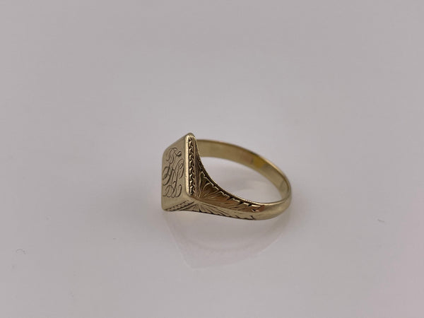 size 6 10k gold "JHL" engraved initial monogram ring