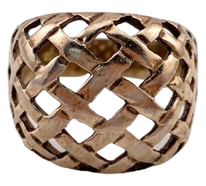 size 7 sterling silver gold plated woven design ring