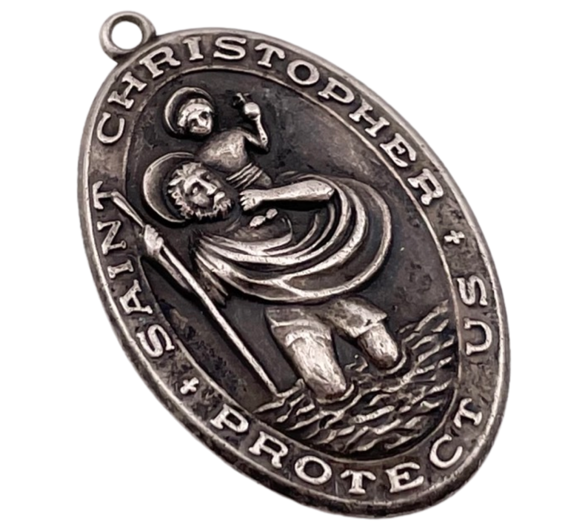 sterling silver religious Saint Christopher pendant