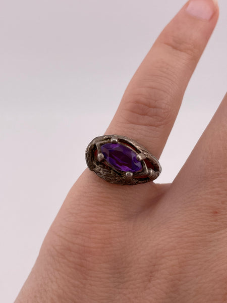 size 4.75 sterling silver faceted amethyst ring