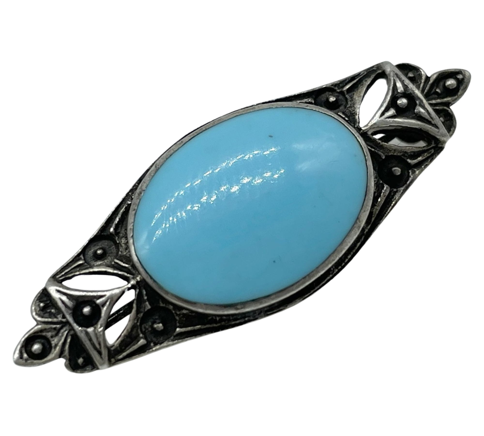 sterling silver faux turquoise vintage pin brooch