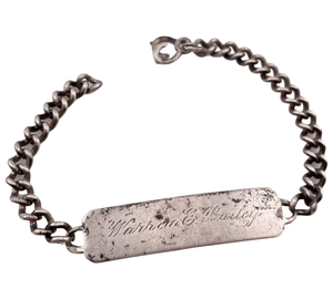 sterling silver engraved 'Warren & Bailey' name tag chain link bracelet