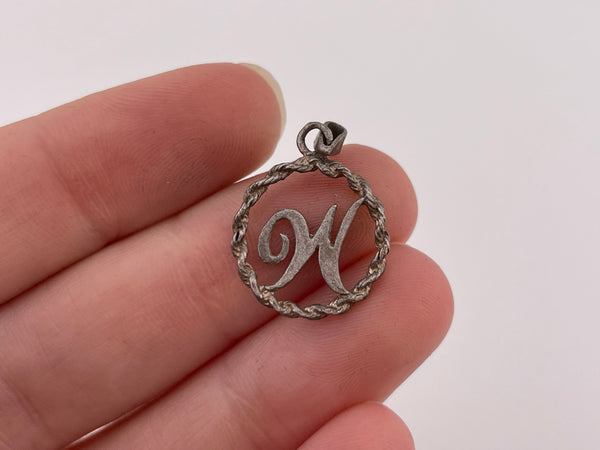 sterling silver 'W' letter initial pendant