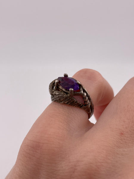 size 4.75 sterling silver faceted amethyst ring