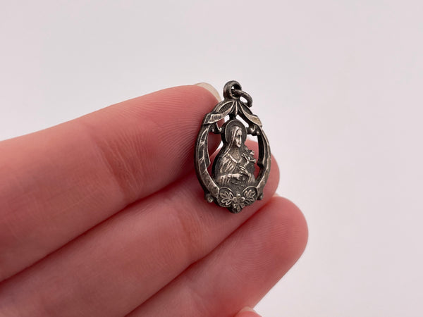 sterling silver religious St Therese pendant