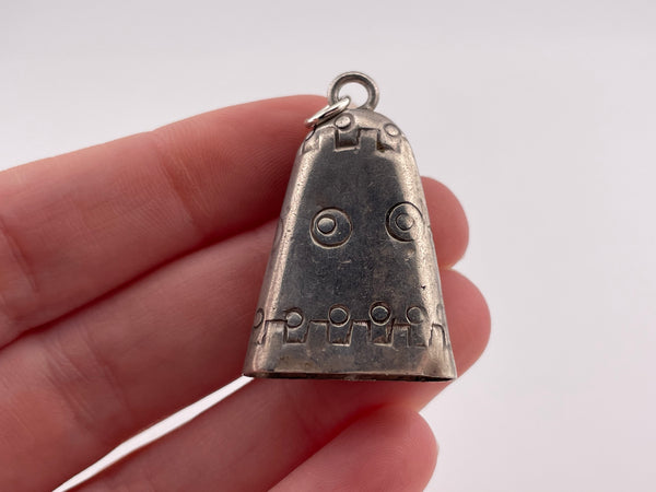 sterling silver stamped bell pendant