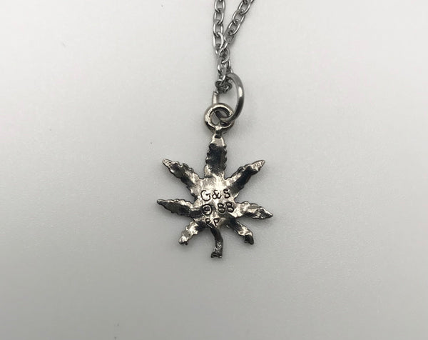 NOS G&S 1980s small marijuana pot leaf novelty pendant necklace
