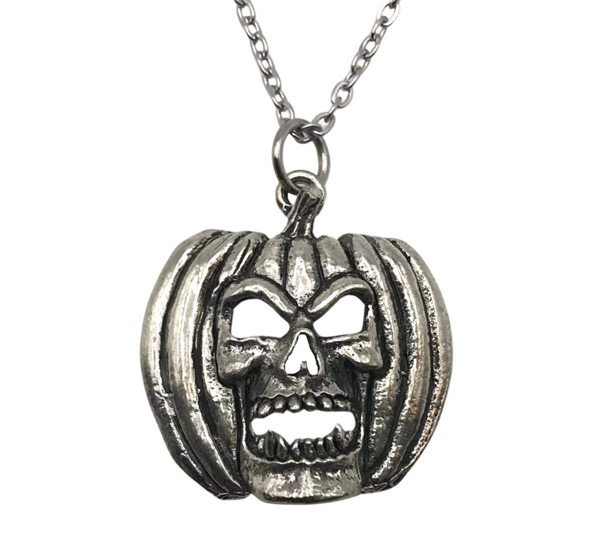 NOS G&S 1980s evil pumpkin novelty pendant necklace