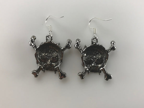 vintage NOS novelty demon devil skull and crossbones dangle earrings larger size