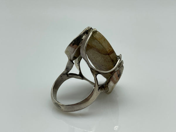 size 6.75 sterling silver jasper ring **AS IS**