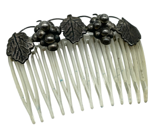 sterling silver and plastic grape themed hair comb