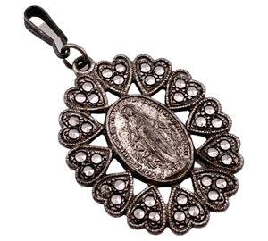 sterling silver Mary religious marcasite pendant