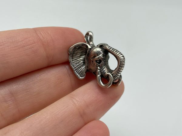 sterling silver 3D elephant head pendant